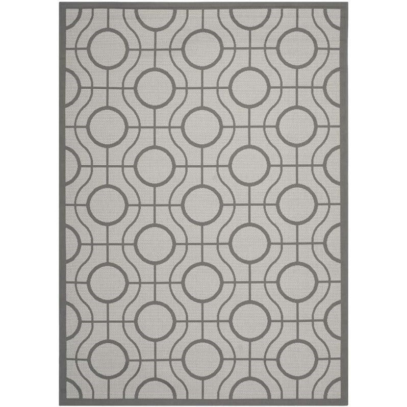 Pemberly Row Light Grey Indoor Outdoor Rug 8' x 11' for Rooms