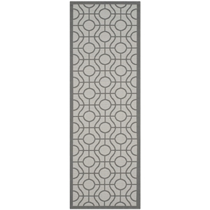 Pemberly Row Light Grey Indoor Outdoor Runner Rug 2'3&quot x 6'7&quot