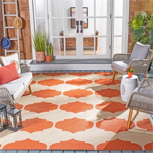 Pemberly Row Contemporary Beige Indoor Outdoor Rug 9' x 12' for Any Room