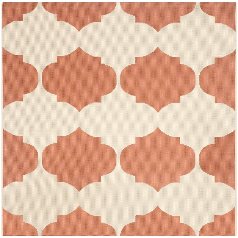 Pemberly Row Contemporary Beige Indoor Outdoor Rug in Square 5'3