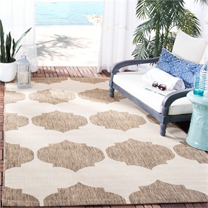 Pemberly Row Contemporary Beige Indoor Outdoor Rug 8' x 11' for Any Room