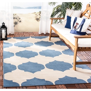 Pemberly Row Contemporary Beige Indoor Outdoor Rug 9' x 12' for Rooms