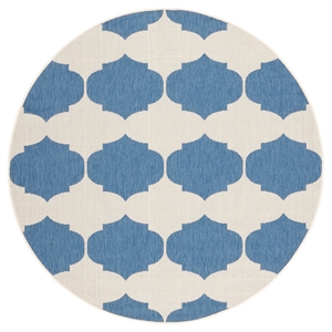 Pemberly Row Contemporary Beige Indoor Outdoor Rug in Round 5'3&quot Shape