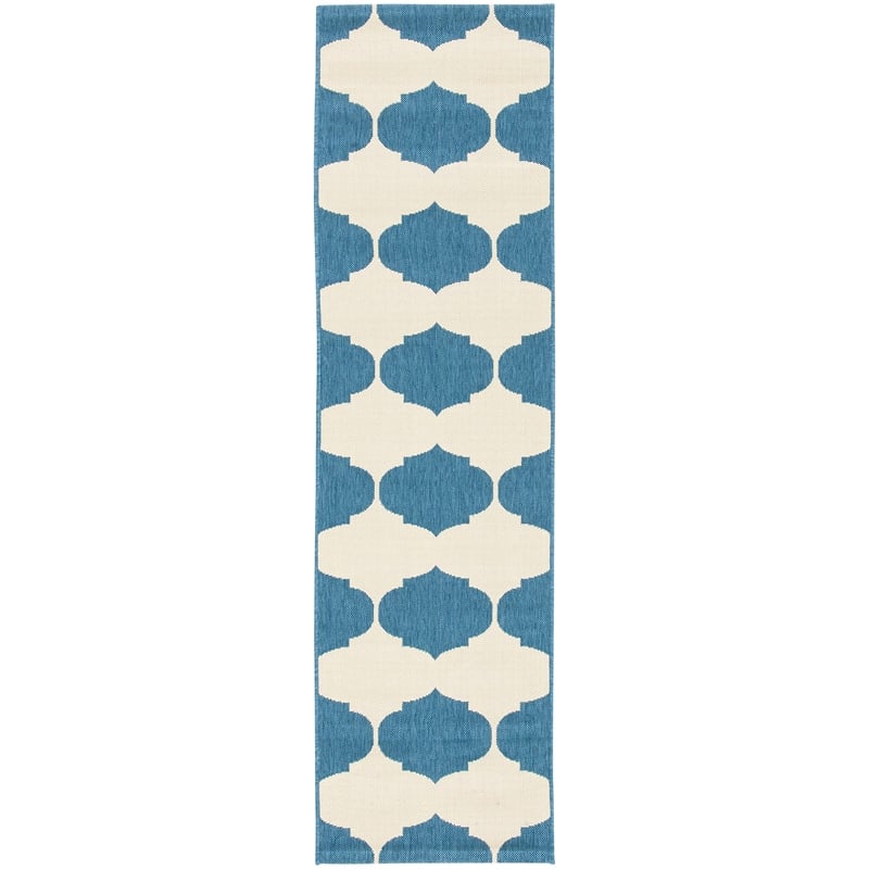 Pemberly Row Contemporary Beige Indoor Outdoor Runner Rug 2'3