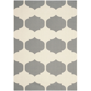 Pemberly Row Contemporary Beige Indoor Outdoor Rug 6'7&quot x 9'6&quot for Rooms
