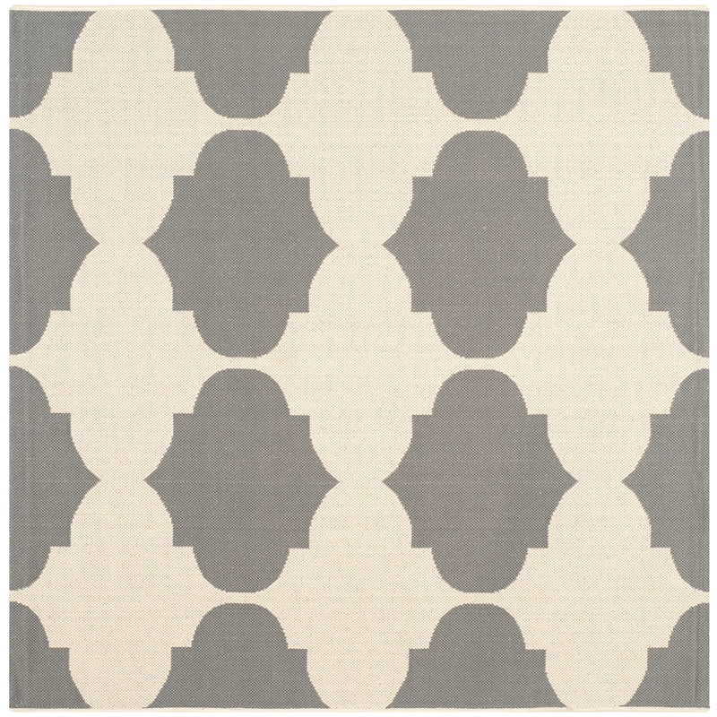 Pemberly Row Contemporary Beige Indoor Outdoor Rug in Square 5'3