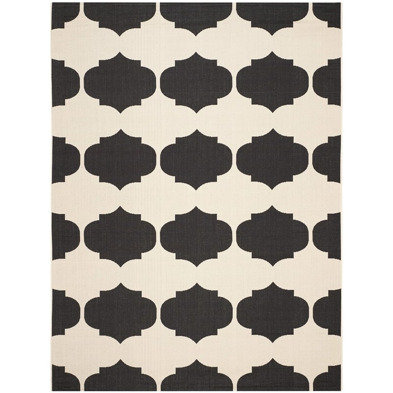 Pemberly Row Contemporary Beige Indoor Outdoor Rug 8' x 11' Large Area