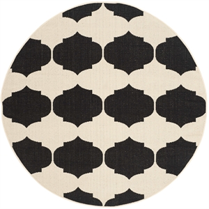 Pemberly Row Contemporary Beige Indoor Outdoor Rug in Round 5'3&quot Shape