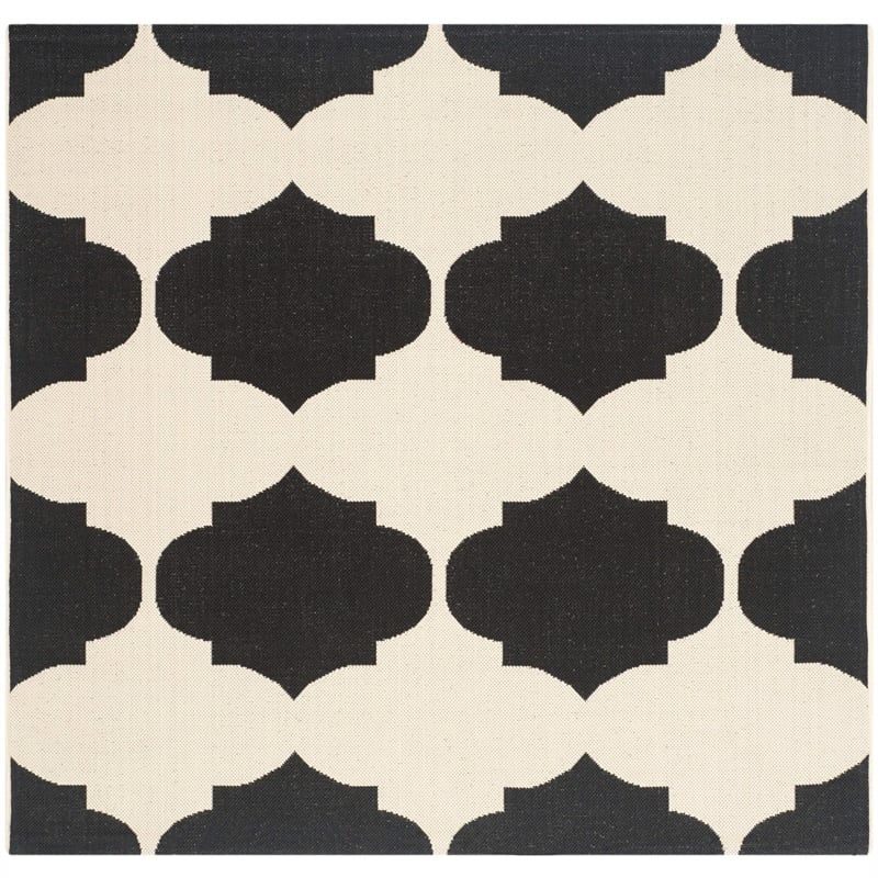 Pemberly Row Contemporary Beige Indoor Outdoor Rug in Square 5'3