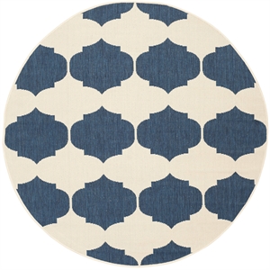 Pemberly Row Contemporary Beige Indoor Outdoor Rug in Round 5'3&quot Shape