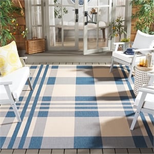 Pemberly Row Contemporary Beige Indoor Outdoor Rug 9' x 12' Grand Area