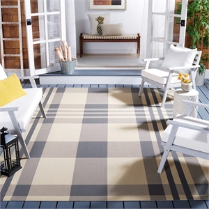 Pemberly Row Contemporary Grey Indoor Outdoor Rug 9' x 12' for Any Room