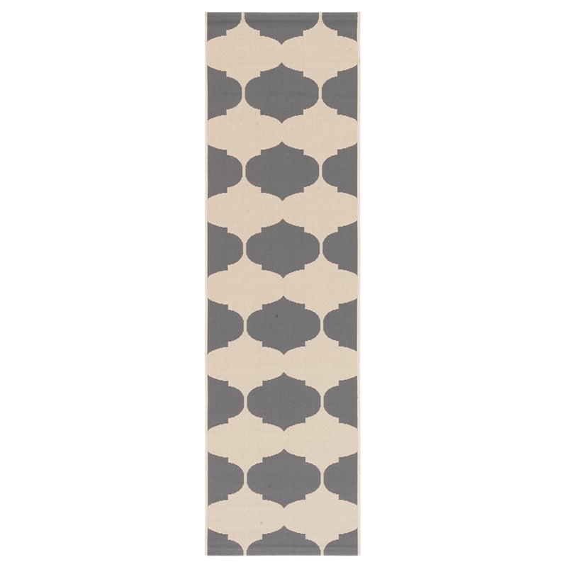 Pemberly Row Contemporary Grey Indoor Outdoor Runner Rug 2'3
