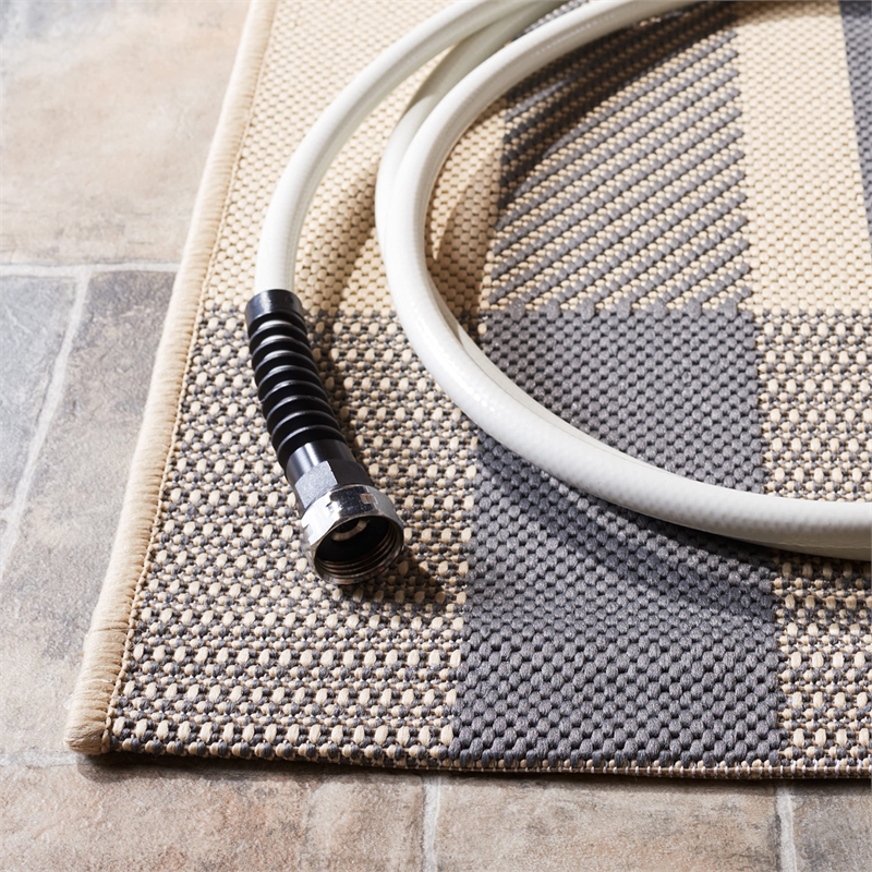 Pemberly Row Contemporary Grey Indoor Outdoor Runner Rug 2'3