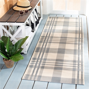 Pemberly Row Contemporary Grey Indoor Outdoor Runner Rug 2'3&quot x 14'
