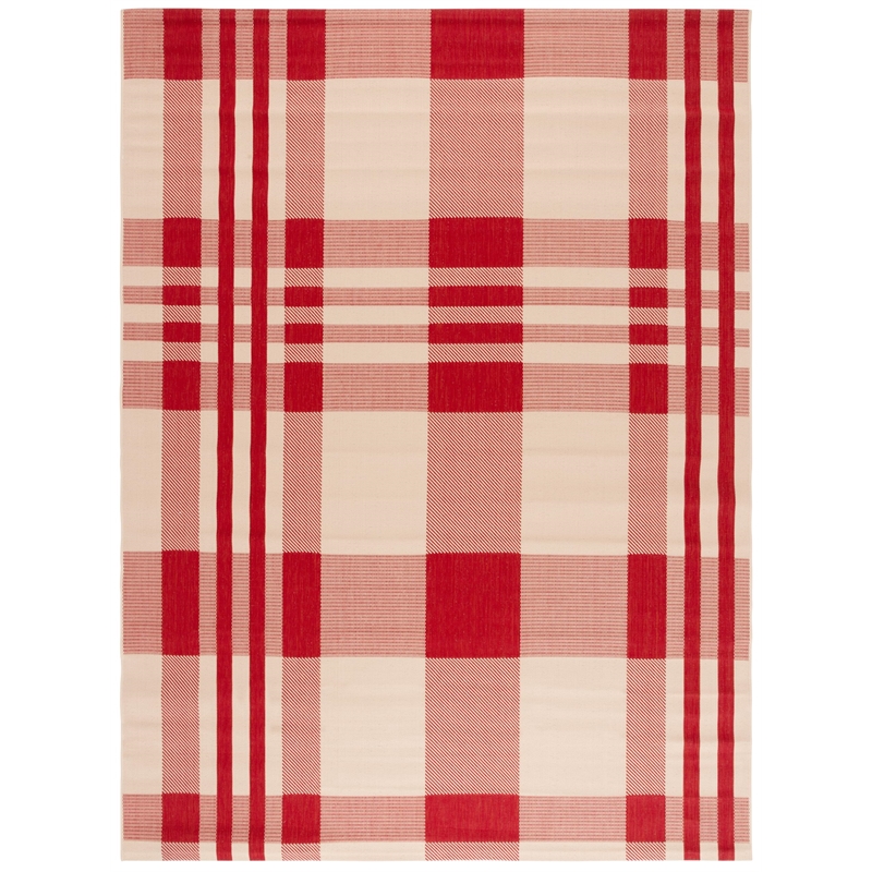 Pemberly Row Contemporary Red Indoor Outdoor Rug 9' x 12' for Any Room