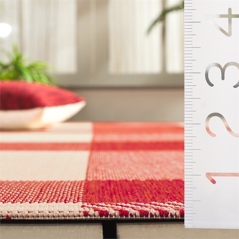 Pemberly Row Contemporary Red Indoor Outdoor Rug 9' x 12' for Any Room