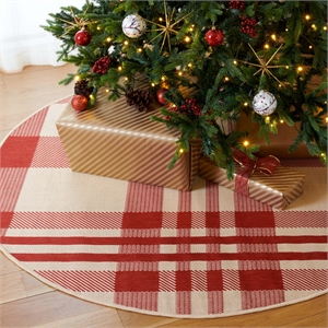 Pemberly Row Contemporary Red Indoor Outdoor Rug in Round 7'10&quot Shape