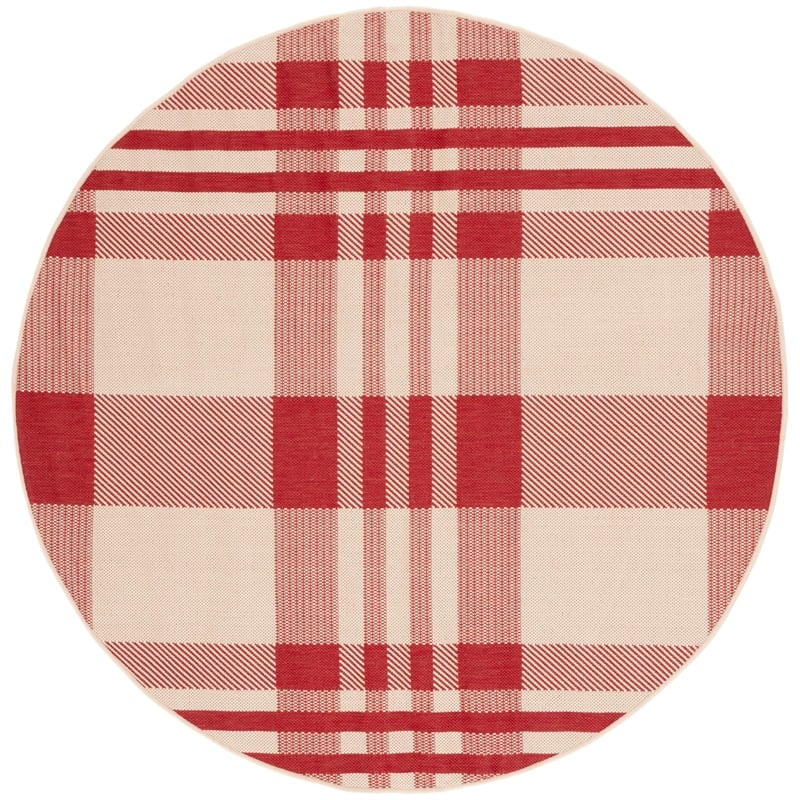 Pemberly Row Contemporary Red Indoor Outdoor Rug in Round 7'10
