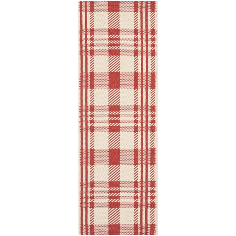 Pemberly Row Contemporary Red Indoor Outdoor Runner Rug 2'3