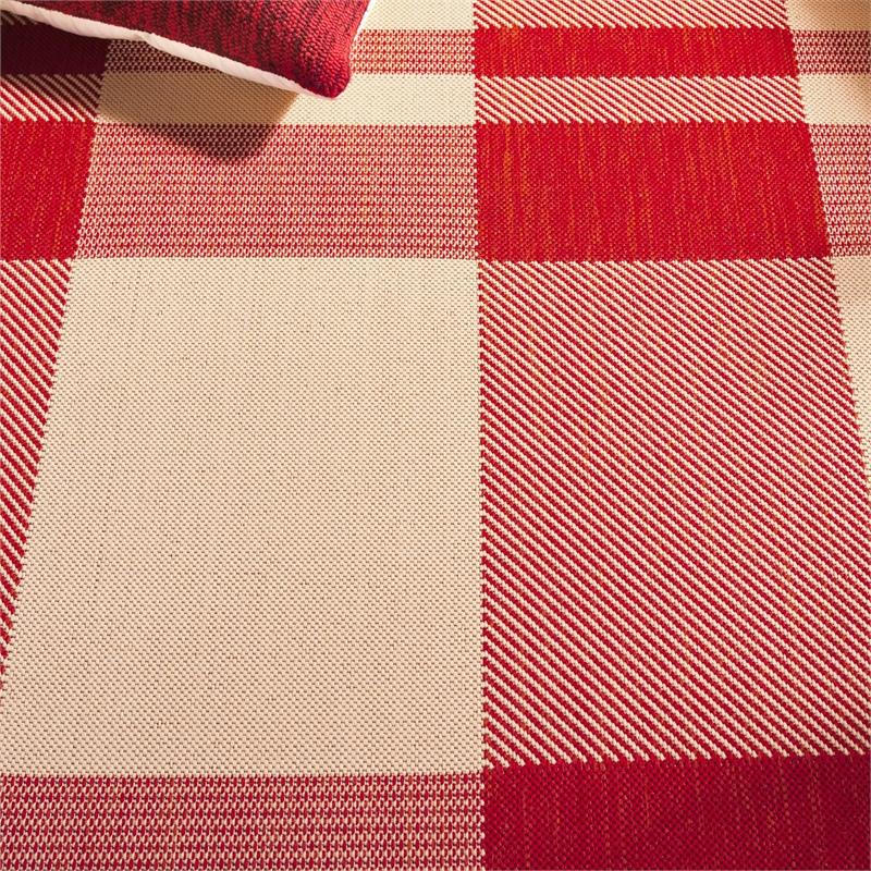 Pemberly Row Contemporary Red Indoor Outdoor Runner Rug 2'3