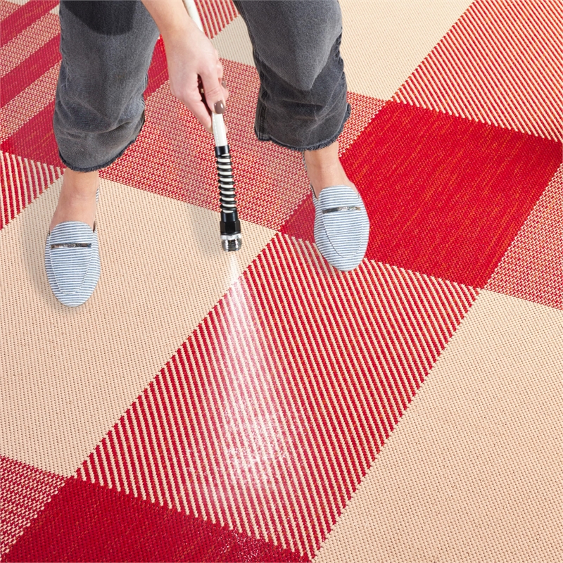 Pemberly Row Contemporary Red Indoor Outdoor Runner Rug 2'3