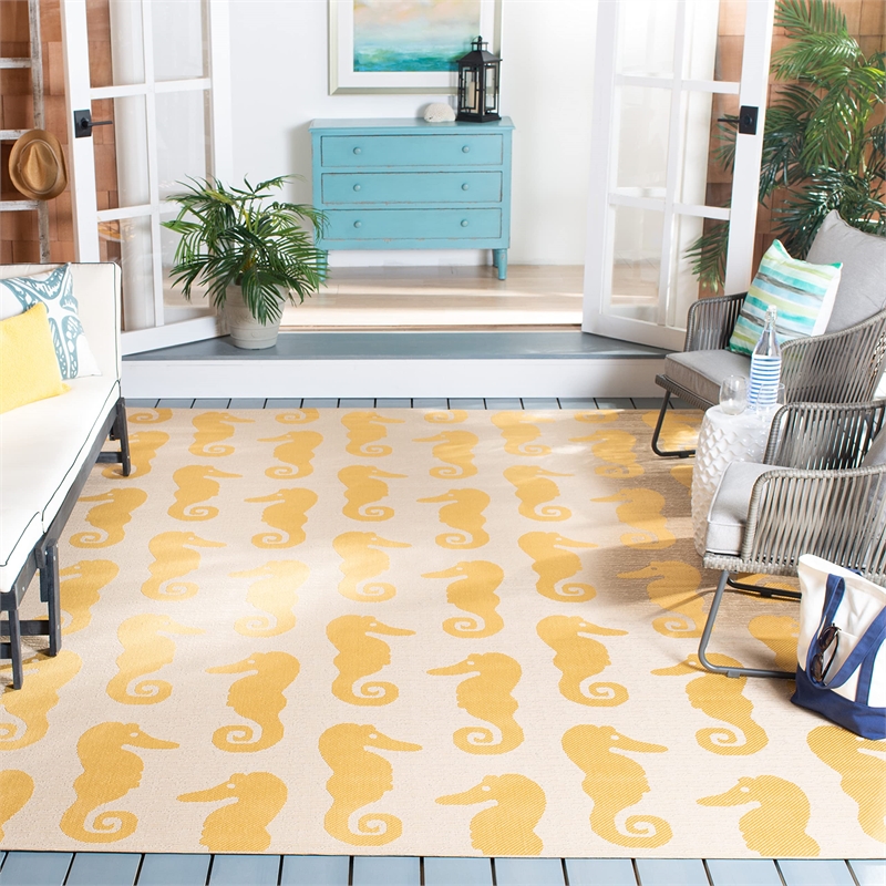 Pemberly Row Beige Indoor Outdoor Rug 6'7