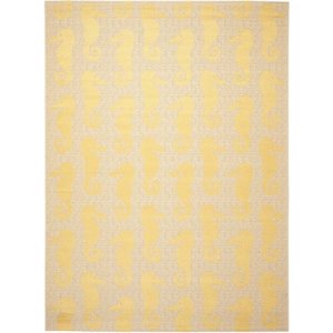 Pemberly Row Contemporary Beige Indoor Outdoor Rug 9' x 12' Living Area