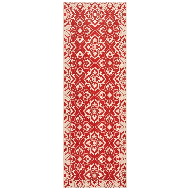 Pemberly Row Contemporary Indoor Outdoor Runner Rug in Red - 2'3