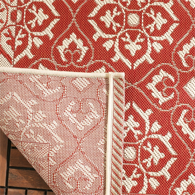Pemberly Row Contemporary Indoor Outdoor Runner Rug in Red - 2'3