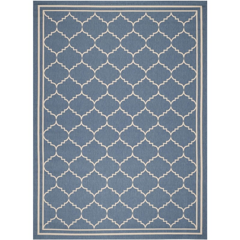 Pemberly Row Polypropylene Blue Indoor Outdoor Rug - 8' x 11'