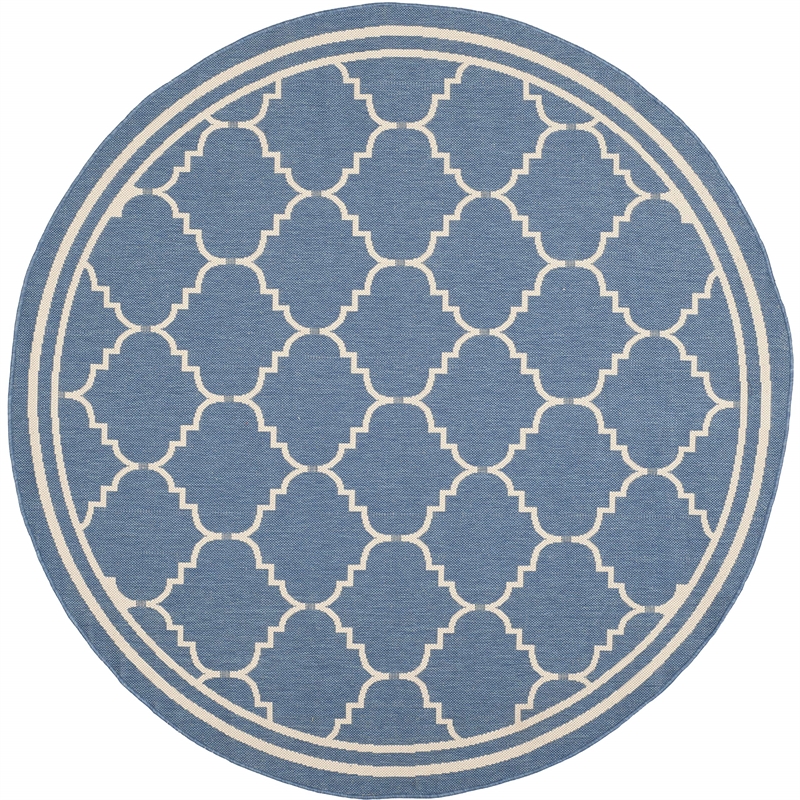 Pemberly Row Polypropylene Blue Indoor Outdoor Rug - Round 6'7