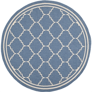 Pemberly Row Polypropylene Blue Indoor Outdoor Rug - Round 6'7&quot