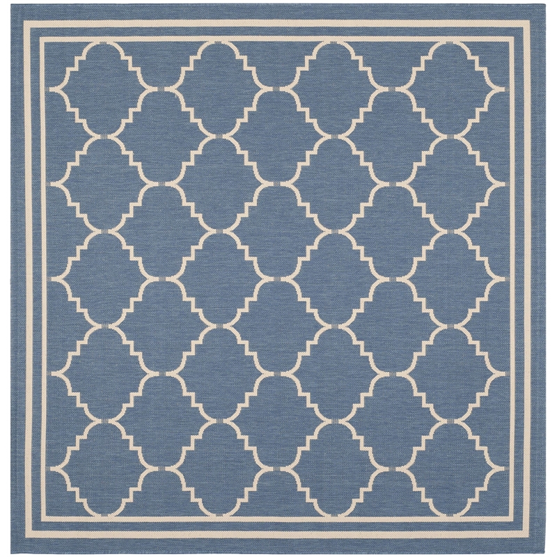 Pemberly Row Polypropylene Blue Indoor Outdoor Rug - Square 6'7