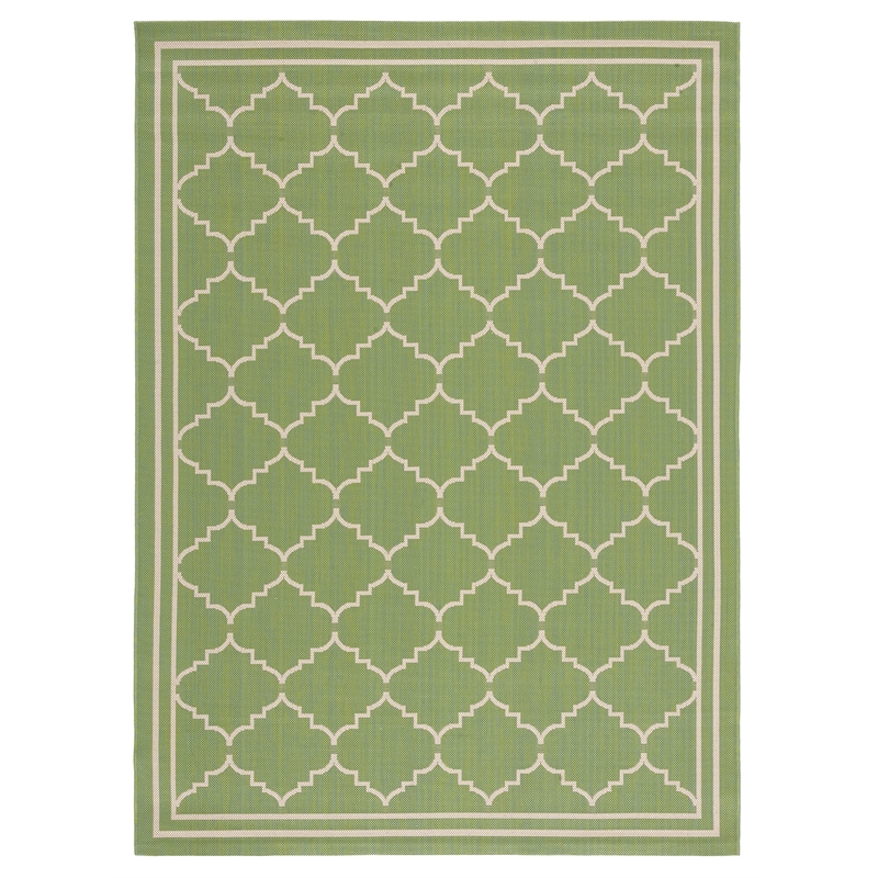 Pemberly Row Polypropylene Green Indoor Outdoor Rug - 2'7
