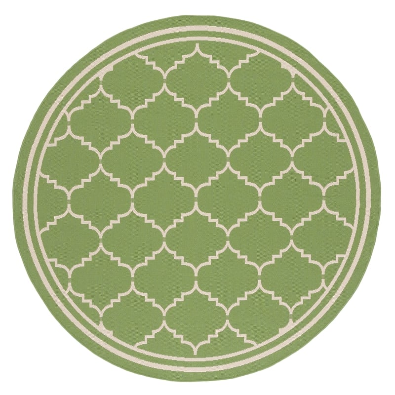 Pemberly Row Polypropylene Green Indoor Outdoor Rug - Round 6'7