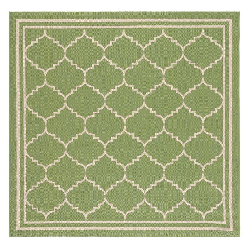 Pemberly Row Polypropylene Green Indoor Outdoor Rug - Square 6'7