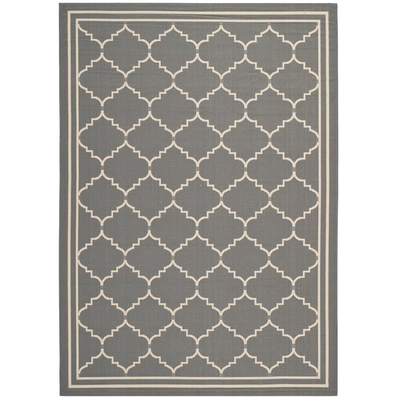 Pemberly Row Polypropylene Grey Indoor Outdoor Rug - 4' x 5'7