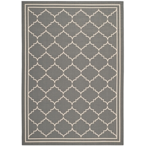 Pemberly Row Polypropylene Grey Indoor Outdoor Rug - 4' x 5'7&quot