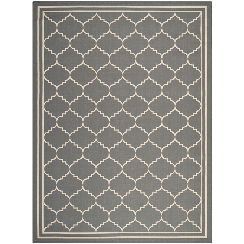 Pemberly Row Polypropylene Grey Indoor Outdoor Rug - 8' x 11'