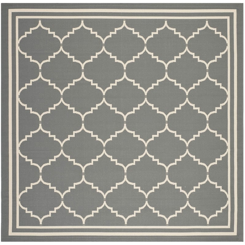 Pemberly Row Polypropylene Grey Indoor Outdoor Rug - Square 6'7