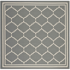 Pemberly Row Polypropylene Grey Indoor Outdoor Rug - Square 6'7&quot