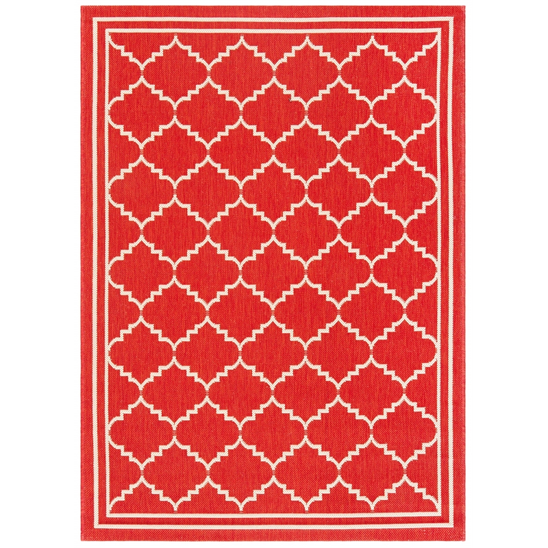 Pemberly Row Polypropylene Red Indoor Outdoor Rug - 4' x 5'7