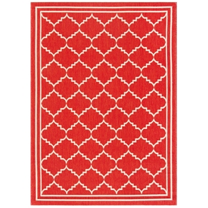 Pemberly Row Polypropylene Red Indoor Outdoor Rug - 4' x 5'7&quot