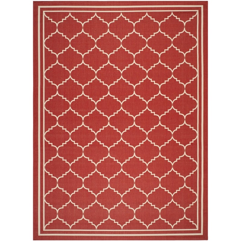 Pemberly Row Polypropylene Red Indoor Outdoor Rug - 6'7