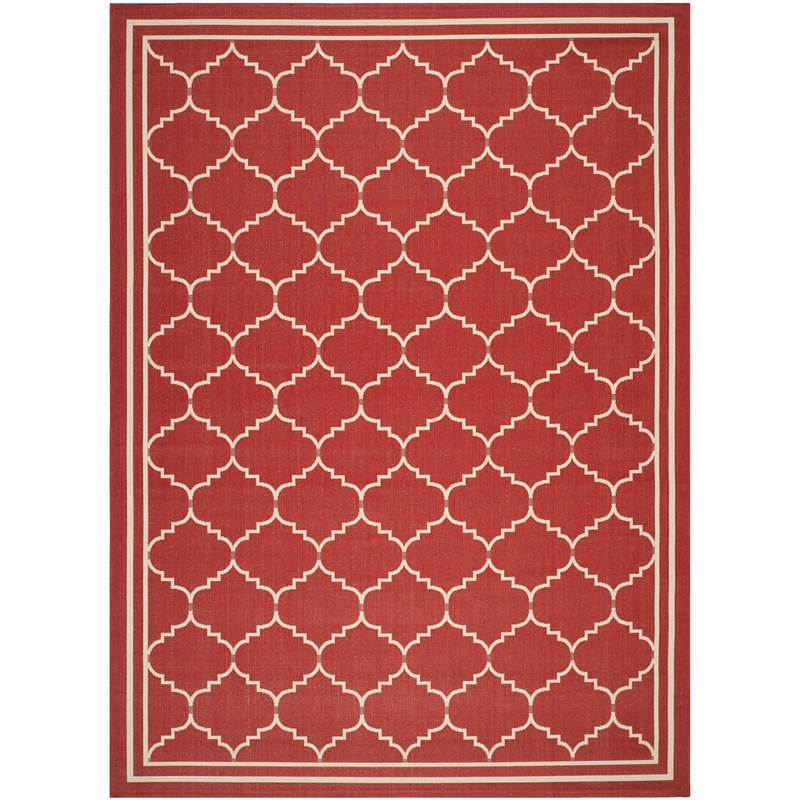 Pemberly Row Polypropylene Red Indoor Outdoor Rug - 9' x 12'