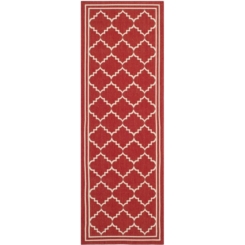 Pemberly Row Polypropylene Red Indoor Outdoor Rug - Runner 2'3