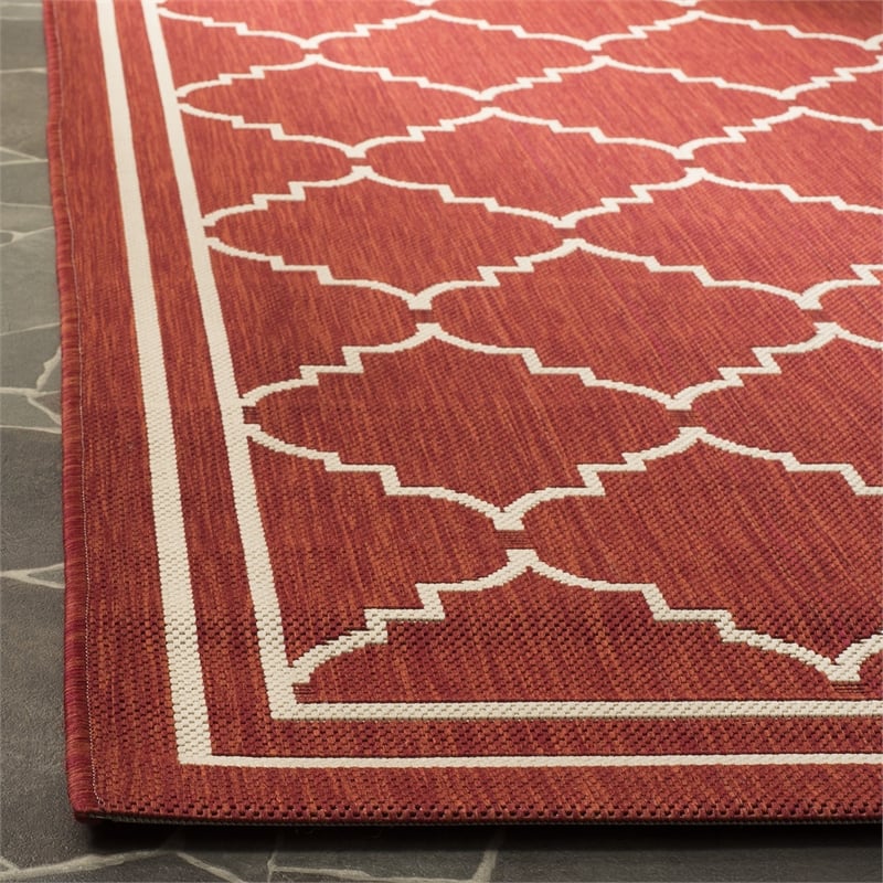 Pemberly Row Polypropylene Red Indoor Outdoor Rug - Runner 2'3