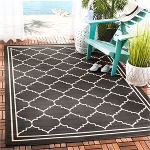 Pemberly Row Polypropylene Black Indoor Outdoor Rug - 2'7&quot x 5'