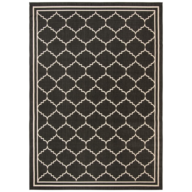 Pemberly Row Polypropylene Black Indoor Outdoor Rug - 9' x 12'
